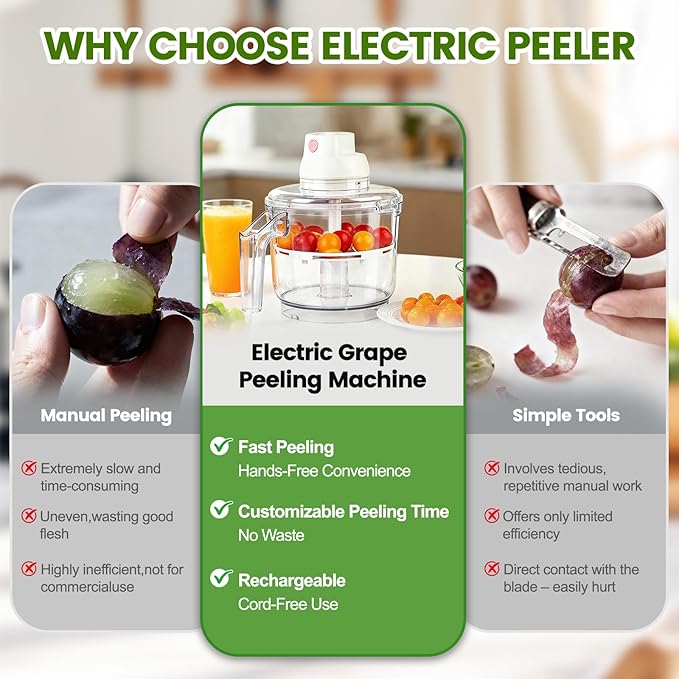 Electric Garlic Peeler – Automatic Garlic Peeling Machine & Grape Peeler, Fast Electric Fruit Skin Remover for Kitchen
