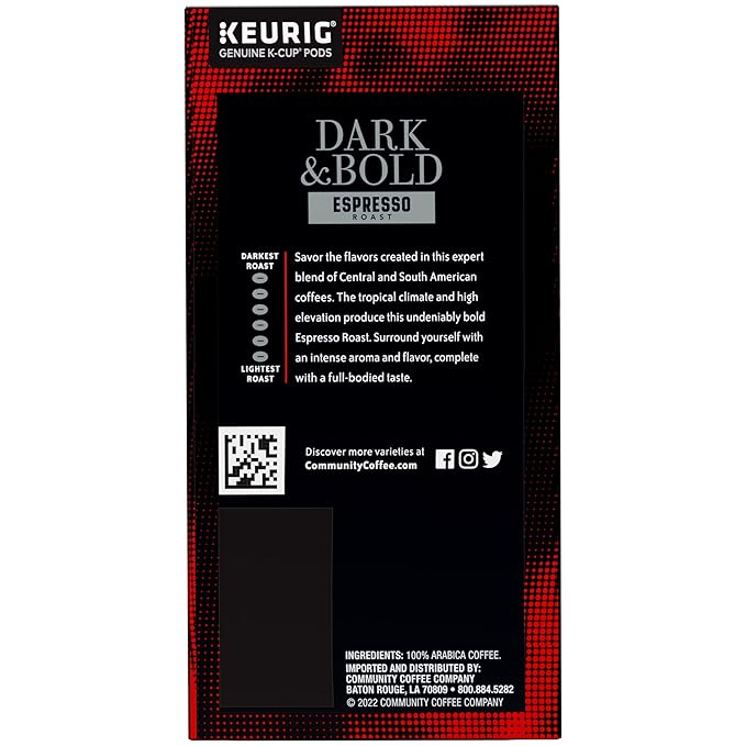 Community Coffee Dark & Bold Espresso Roast Coffee Pods,Compatible with Keurig 2.0 K-Cup Brewers,24 Count (Pack of 2)