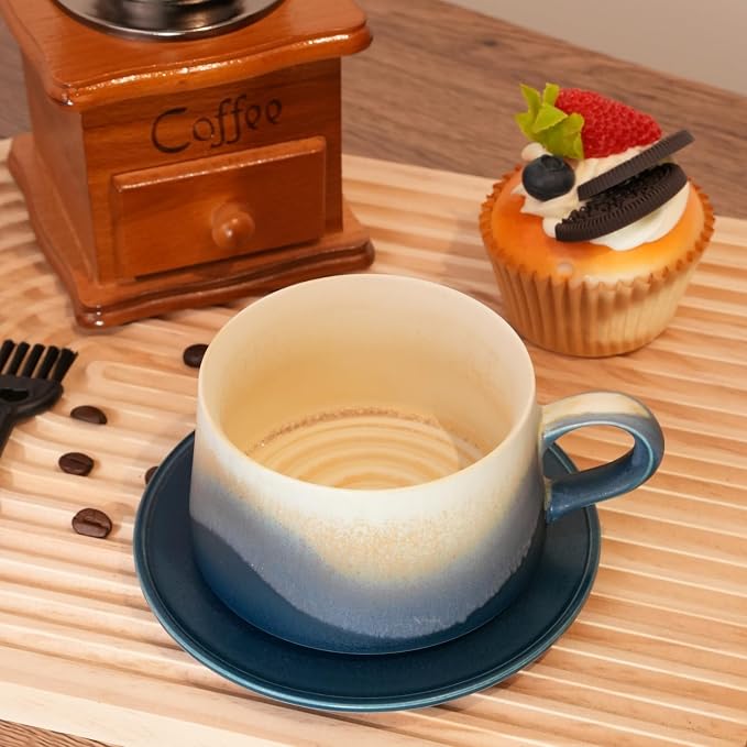 Ceramic Mug Set of 2, Coffee Mugs with Handle, 7.4 OZ Coffee Cups for Mother's Day,Thanksgiving Day, Gift for women, Dishwasher and Microwave Cups