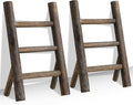 Cinnvoice 2 Pcs Wooden Tea Towel Ladder Rustic Hand Towel Stand Rack Mini Countertop Towel Stand Farmhouse Wood Counter Towel Holder for Bathroom Country Kitchen Office(Wood Color)
