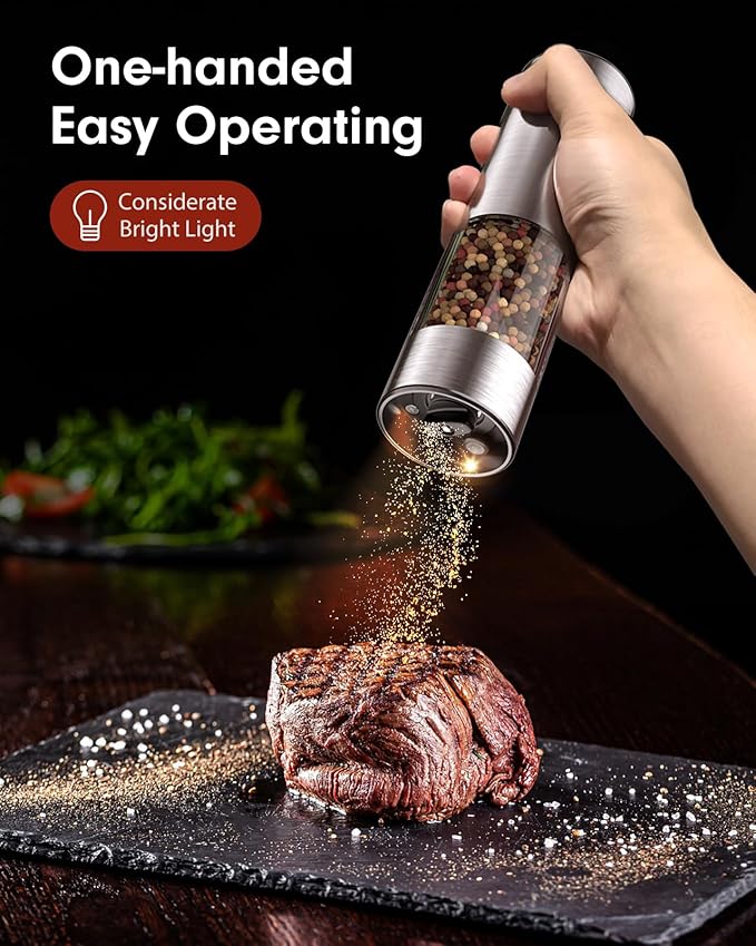 Electric Salt and Pepper Grinder Set & Rechargeable