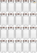 novelinks 16 oz Clear Plastic Jars with Lids, Refillable 16oz Mason Jars with Lids & Storage Containers for Kitchen & Household Use (20 Pack,Rose Gold)
