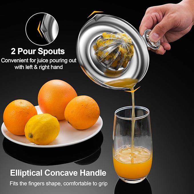 Premium Kitchen Tool Kit, Stainless Steel Garlic Press + Manual Citrus Juicer, Heavy Duty Ergonomic Handle Dishwasher Safe, 5-year Warranty