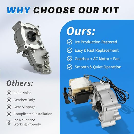Ice Maker Gear Box Assembly Compatible with GE Profile Opal Ultra, Opal 2.0 Ultra & XL, with AC Motor & Condenser Fan