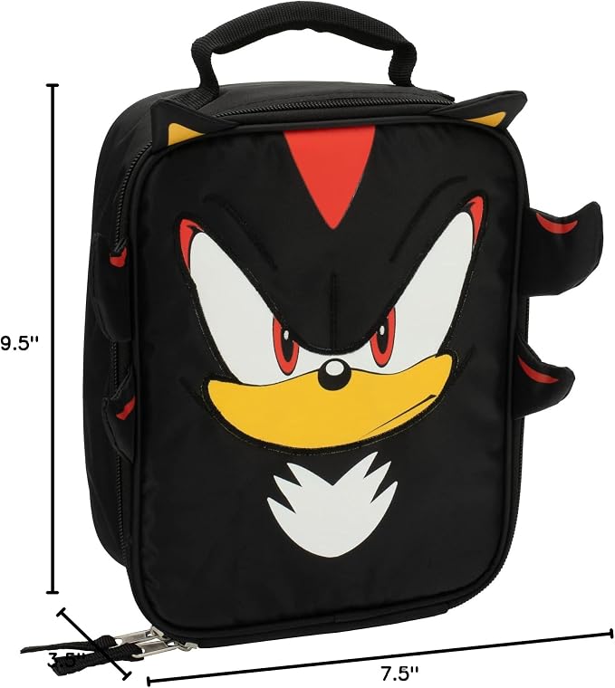 AI ACCESSORY INNOVATIONS Sonic The Hedgehog Insulated Lunch Box, Shadow Mini Gaming Cooler with 3D Features and Top Padded Handle