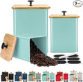 Kitchen Canisters Set of 3, Metal Flour Sugar Storage Containers with Airtight Lids-Canisters Sets for Kitchen with Customizable Chalkboard Labels & Marker Pen-Spice, Coffee Storage Jars(Blue)