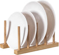 Basicwise Set of 2 Bamboo Wooden Dish Drainer Rack, Plate Rack, and Drying Drainer (4 Grid) (QI004355D.2)