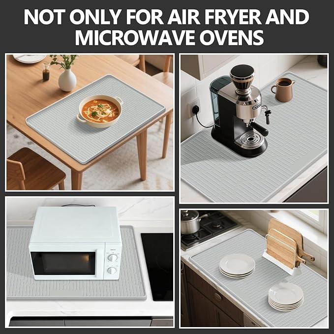 24" x 17" Heat Resistant Mat for Countertop Lanstics Silicone Baking Mat Non-Slip Air Fryer Mats Multipurpose Countertop Protector Microwave Mats Fire Resistant Mat Place Mat for Kitchen Counter