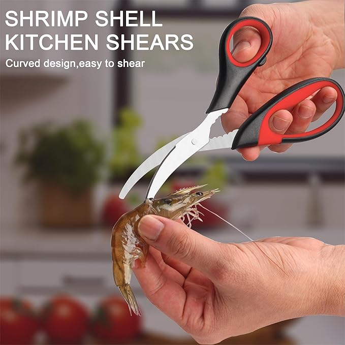 Heavy Duty Poultry Shears Kitchen Salad Scissors for Chicken Turkey Meat Herb Vegetable 2pcs Silver