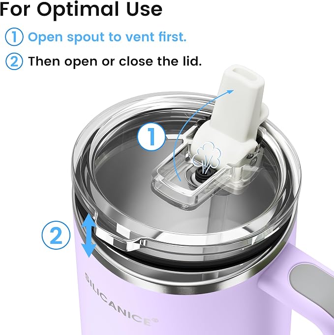 For Travel & Gym – Never Drink from a Moldy Lid Again: 40oz Hygienic Tumbler, 100% Leakproof Lid & Removable Foldable Spout. Reinforced Base, Fits Cup Holders - Lilac
