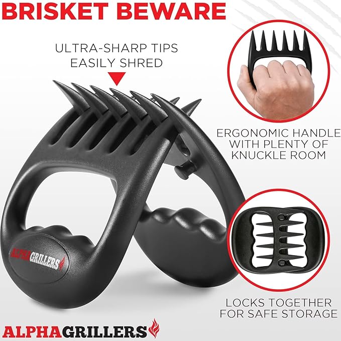 Alpha Grillers Instant Read Meat Thermometer for Cooking Grill and BBQ Griddle with Meat Shredder Claws