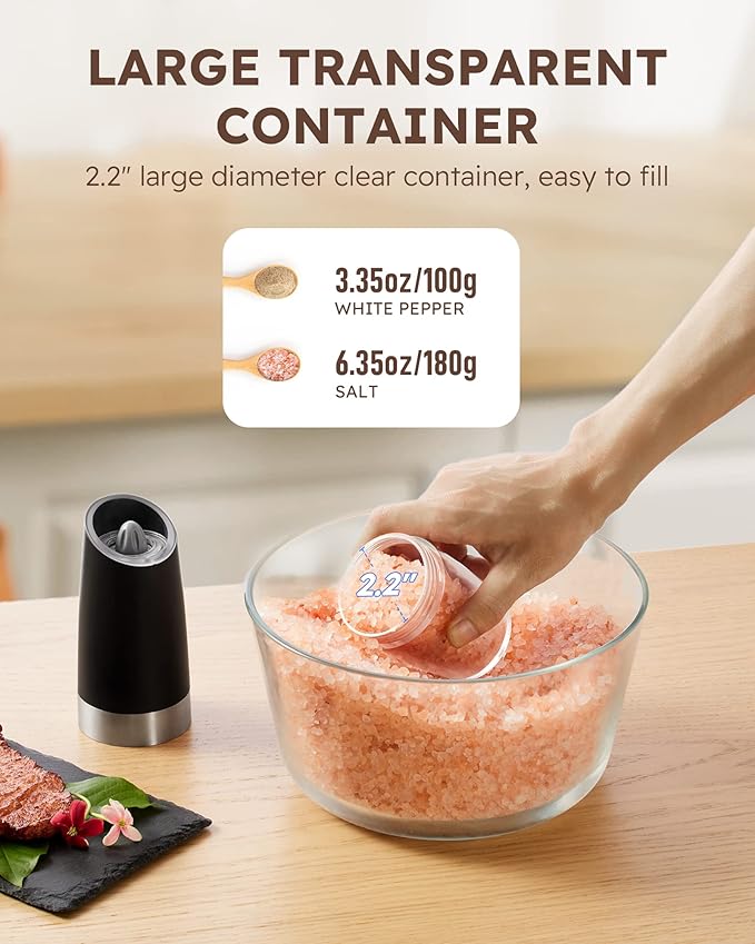 5 in 1 Blender and Food Processor & Large Capacity Gravity Electric Pepper and Salt Grinder Set