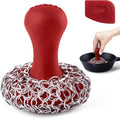 Cuisinel Cast Iron Chainmail Scrubber + Pan Scraper - The Patented Original Ergonomic Stainless & Silicone Pot & Skillet Cleaner - Premium Food-Safe Design - Easy Clean Dishwasher Safe Cookware Sponge
