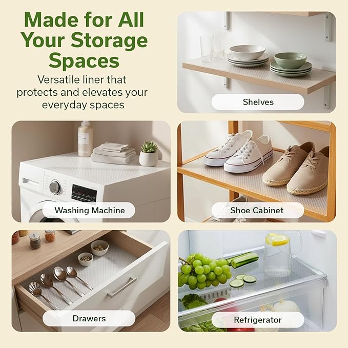 EVALAND Shelf Liners for Kitchen Cabinets Non-Adhesive 23.6" x 20 FT Clear Drawer Liner Non Slip, Washable Cabinet Liner, Waterproof Shelf Liners for Cabinets, Refrigerator Bathroom Pantry - Thickened