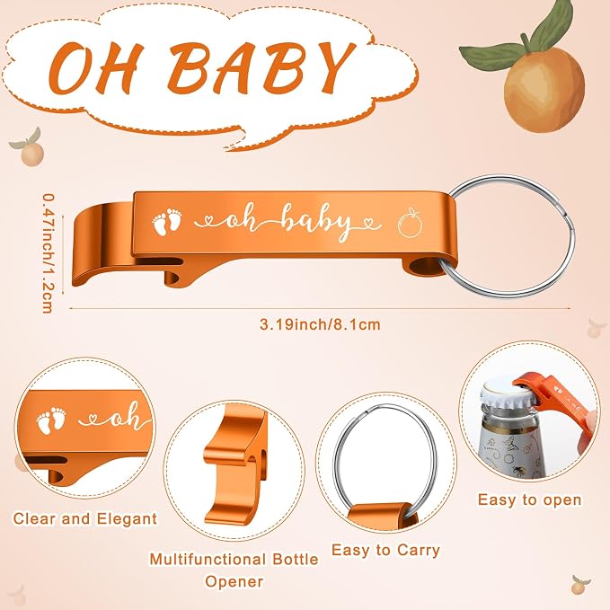 50 Sets Baby Shower Favor for Guests Acrylic Shot Glasses with Bottle Opener Keychains Thank You Tags and Bags Gender Reveal Party Favors for Guest Baby Shower Return Gift(Cutie)