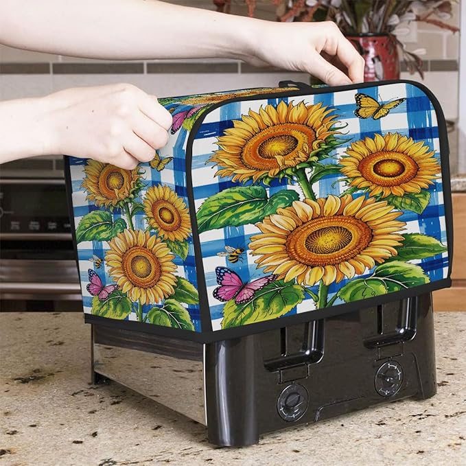 Sunflower Colorful Butterfly 2 Slice Toaster Cover Dust And Fingerprint Bread Maker Cover Bakeware Protector Washable Appliance Covers Kitchen Accessories For Home Kitchen Women Gift