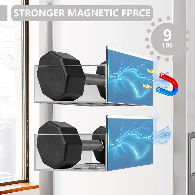 SMRCAD Magnetic Spice Rack Organizer for Fridge Seasoning Organizer for Kitchen storage with Screw Magnetic Shelf with Hook for Refrigerator and Oven (6pack-Grey)