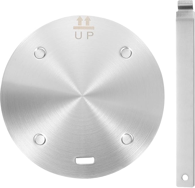 uxcell Heat Diffuser Plate for Gas Stove 6.3 Inch Round Heat Conduction Induction Adapter Plate with Removable Handle Cookware Protector for Cookware Heat Cooking Unfreeze, Silver Tone