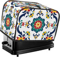 Traditional Mexican Trible Toaster Cover 2 Slice, Cute Rural Bread Machine Cover, Washable Dust-Proof Cover for Kitchen Small Appliance Cover,with Top Handle