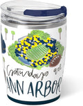 Swig Life 12oz Insulated Tumbler, Travel Coffee Tumbler with Lid, Cup Holder Friendly Travel Coffee Mug, Stainless Steel, 12 oz Reusable Insulated Coffee Mug (Saturdays in Ann Arbor)