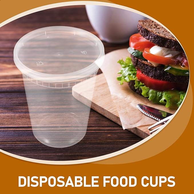 Homoyoyo 30pcs 32oz Plastic Food Containers with Lids, Thickened Disposable Soup Cups for Takeout, Meal Prep, and Food Storage, Airtight and Leak-resistant Bowls for Home and Restaurant Use