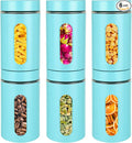 Patelai 6 Pack Kitchen Canisters Set Airtight Stainless Steel Canister Food Storage Container with Window Glass, Coffee Sugar Candy Jars Tea Organizer for Flour Cookies Spice (Turquoise,32 oz)