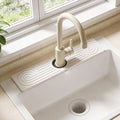 Hopegiver Stone Faucet Mat for Kitchen Sink - Fast Drying Diatomite Sink Protector Prevent Moisture, Super Water Absorbing Stone Tray for Kitchen & Bathroom Counter (White, 15.7"x3.9")