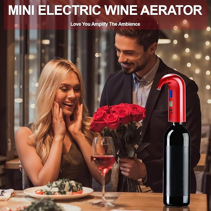 Electric Wine Aerator Dispenser Set – Automatic Wine Decanter & Pourer with LED Display, 200ml Smart Pour Control, Rechargeable Wine Pump & Stopper, Perfect Christmas Gifts for Wine Lovers