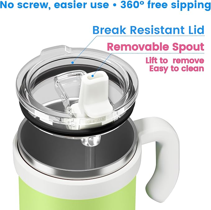 24Oz Insulated Tumbler with Flip Straw Lid - 100% Leakproof, 100% Clean, Vacuum insulated Stainless Steel | BPA-Free, Handle & Cupholder Compatible - 24H Cold, Travel/Gym/Office