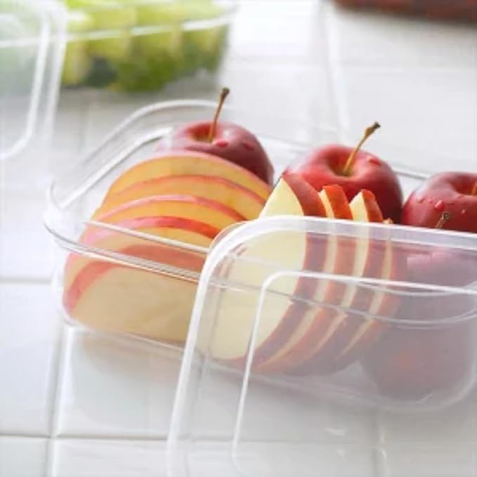 Lustroware Micro Clear Transparent Food Storage Containers with Lids – Large Capacity BPA-Free, Shatterproof, Dishwasher & Microwave Safe, 2.3 qt Refrigerator Organizer Bins, Made in Japan, Set of 6
