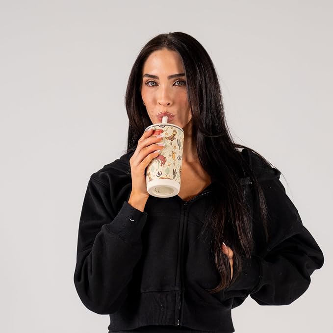HydroJug Everyday Tumbler 14 oz, Ceramic-Lined Straw Cup, Rodeo
