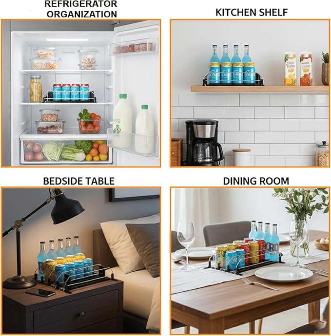 Drink Organizer For Fridge Large Capacity 5 Row Soda Can Organizer, Automatic Pusher Glide with Removable Dividers For Drink Organizer, Can Holders For Fridge, Space-Saving Can Dispenser For Kitchen