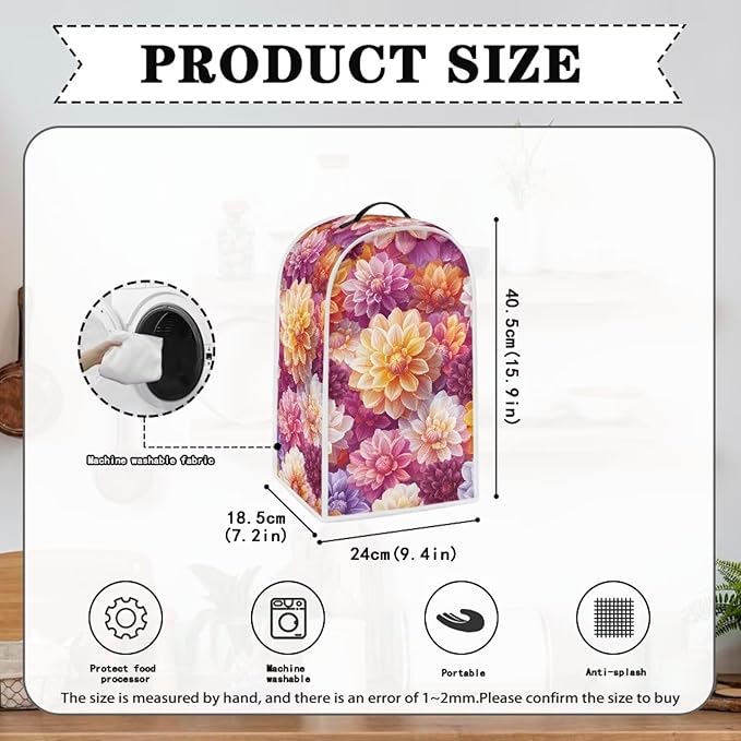 Bright Floral Blender Dust Cover Toaster Cover Boho Mandala Floral 2 Slice Washable Kitchen Small Appliance Cover