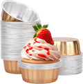 Beasea Aluminum Ramekins, 8oz 100 Pack Disposable Ramekins Foil Cups Baking 3.9" Ramekin Cup Cupcake Aluminum Mini Baking Cups for Party - Rose Gold