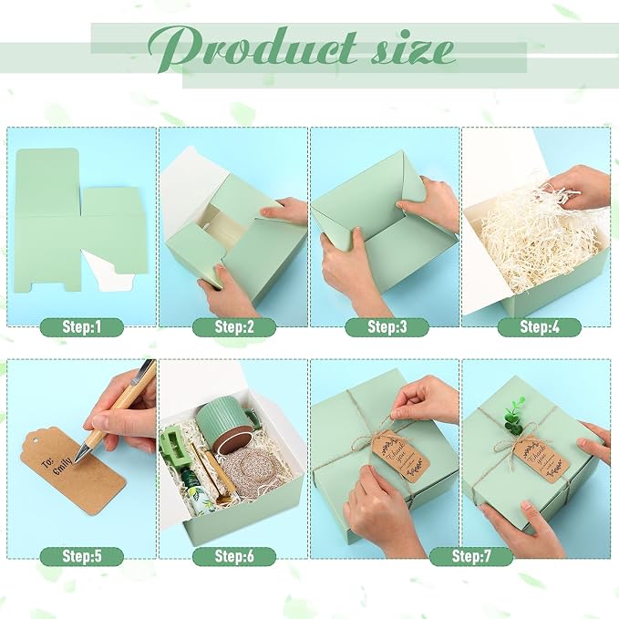 Reallnaive 61 Pcs Baby Shower Prizes for Game Winners Include Ceramic Mug Coaster Hand Cream Pen Spoon Bracelet Hair Clip Card Gift Box with Raffia for Guests Gender Reveal Bridal Shower Party(Green)