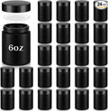 Domensi 24 Pcs Bulk 6oz Glass Jars with Lids Leakproof Round Airtight Empty Cosmetic Jars with Inner Liners Lid for Storing Lotions Spices Ointments Food Storage (Frosted Black)