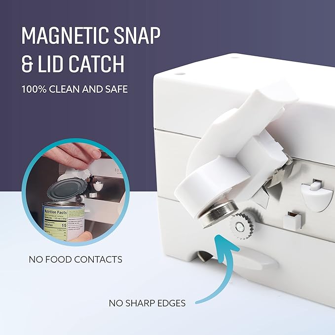 Elitra Home 3 in 1 Under the Cabinet Electric Can Opener, Blade Sharpener, Bottle Opener, Under The Counter Mount, For Large And Small Cans (White)