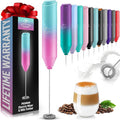 Zulay Kitchen Milk Frother Handheld Battery Operated – Electric Drink Mixer for Coffee, Lattes, Cappuccinos, Matcha & Hot Chocolate – Portable Foam Maker & Coffee Bar Accessory - Bright Bubblegum