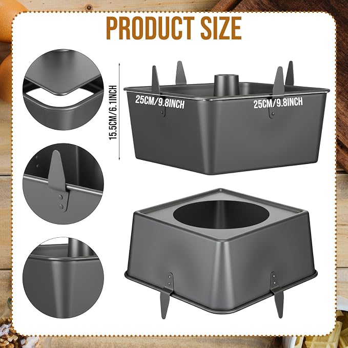 Vesici 10 Inch Square Tube Cake Pan with Cooling Feet Angel Food Cake Pan with Removable Bottom Non-stick Aluminum Alloy Pans for Baking Pound, Chiffon Cakes(Black)