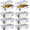 8 Pcs 304 Stainless Steel Food Storage Containers with Lid Hotel Pans for Kitchen Home Catering Food Prep Restaurant Buffet Hotel(2.5 Inch Deep)