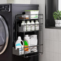 CABTE 3 Tier Magnetic Shelves for Washing Machine with Pull Out Metal Drawer,Magnetic Spice Rack for Fridge,Magnetic Rack with no Installation, Versatile Storage Organizers for Home (Black, 3 Tier)