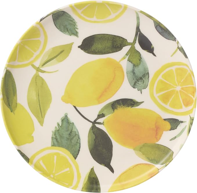 Oneida 24 Seven Melamine Collection, Dishwasher Safe Melamine Dinnerware and Drinkware, Lemon Pattern, Dinnerware Set, 12-Piece