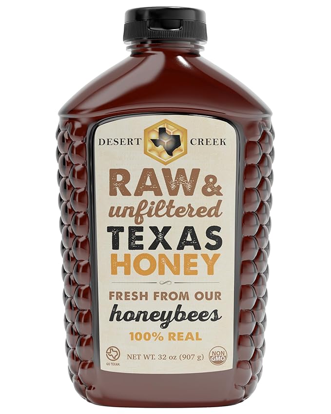 Desert Creek Honey - 100% Unfiltered, Pure, Raw Honey from Texas - Natural Sugar Substitute - Two Pounds of Unprocessed, Unpasteurized American Honey - Harvested by Our Own Beekeepers