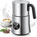 Milk Frother and Steamer, 4-in-1 Automatic Electric Milk Frothers, 900ml Detachable Stainless Steel Jug with Latte Art Spout, Hot & Cold Foam Maker for Coffee, Lattes, Cappuccinos