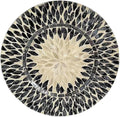 13 Inch Mother of Pearl Shell Placemat Plate – Large Round Decorative Heat for Table or Kitchen, Cabinet, Tabletop (Black and White Leaves, 13 Inch)