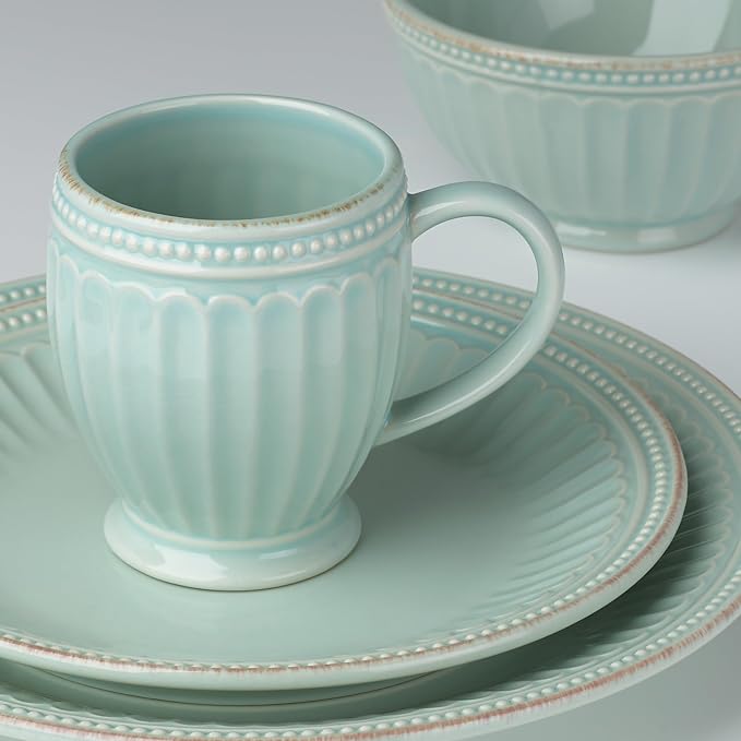 Lenox French Perle Groove Dinnerware, Stoneware, 4-Piece Place Setting