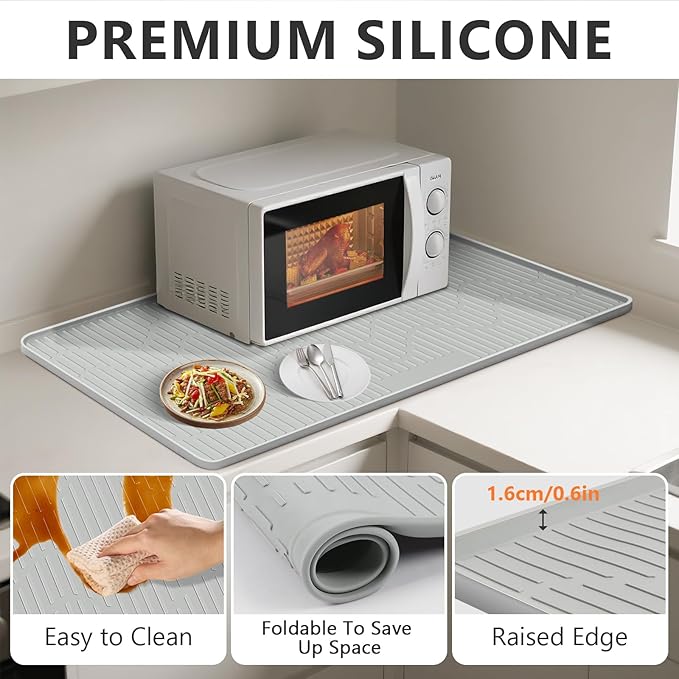 36"x24" Heat Resistant Mat for Countertop Lanstics Silicone Baking Mat Non-Slip Air Fryer Mats Multipurpose Countertop Protector Microwave Mats Fire Resistant Mat Place Mat for Kitchen Counter