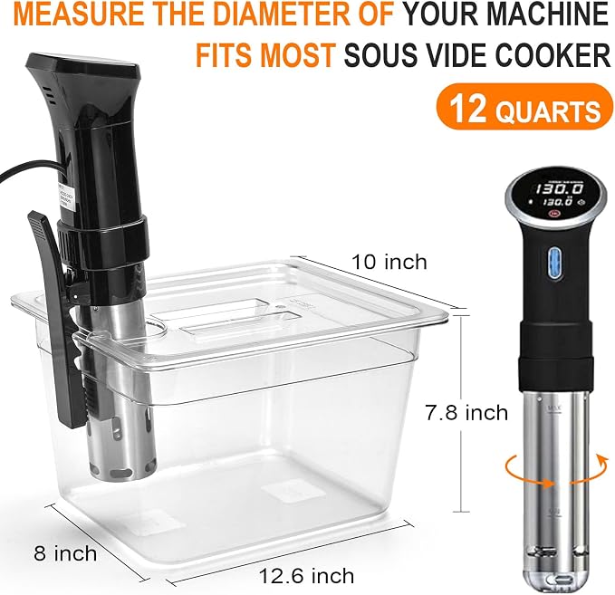 HOMENOTE Container 12 Quart with Lid & Rack and Sleeve - BPA Free Complete Sous Vide Accessories Kit with Cookbook For Anova and Most Sous Vide Cookers