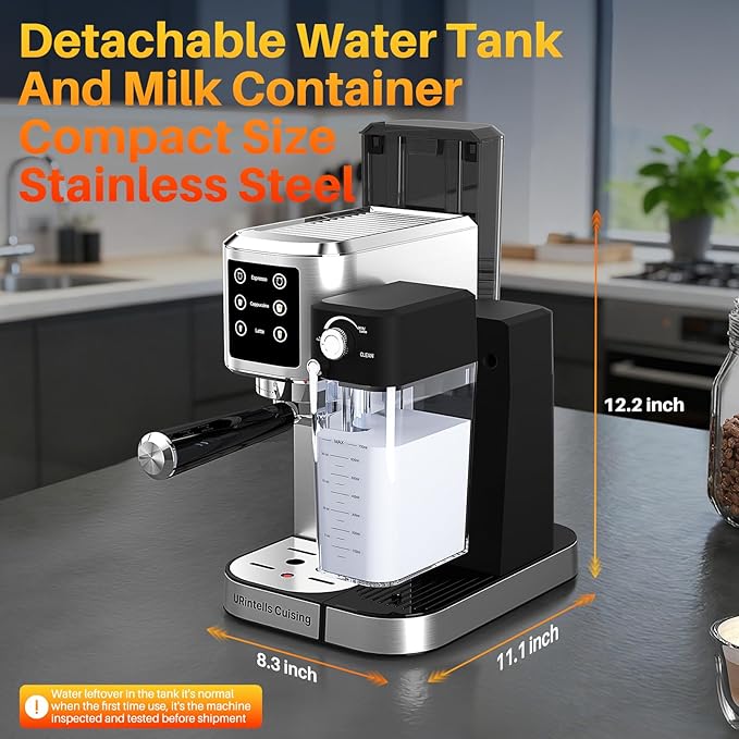 Espresso Machine 20 Bar Touchscreen Espresso Maker with Automatic Milk Frother for Cappuccino Latte,Stainless Steel Coffee Machine with Independent Frothing and Dual Heating System,Easy to Clean