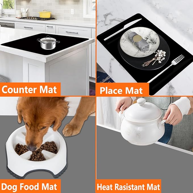 78.7''x23.6''(200cmx60cm) Extra Large Silicone Mat for Kitchen Counter, Heat Resistant Non-Slip Kitchen Island Protector Mat, Silicone Placemat for Countertop Protector, Semitransparent
